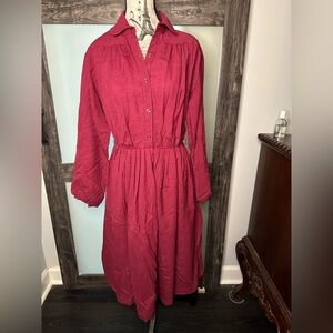 Vintage Red Button-Up Dress